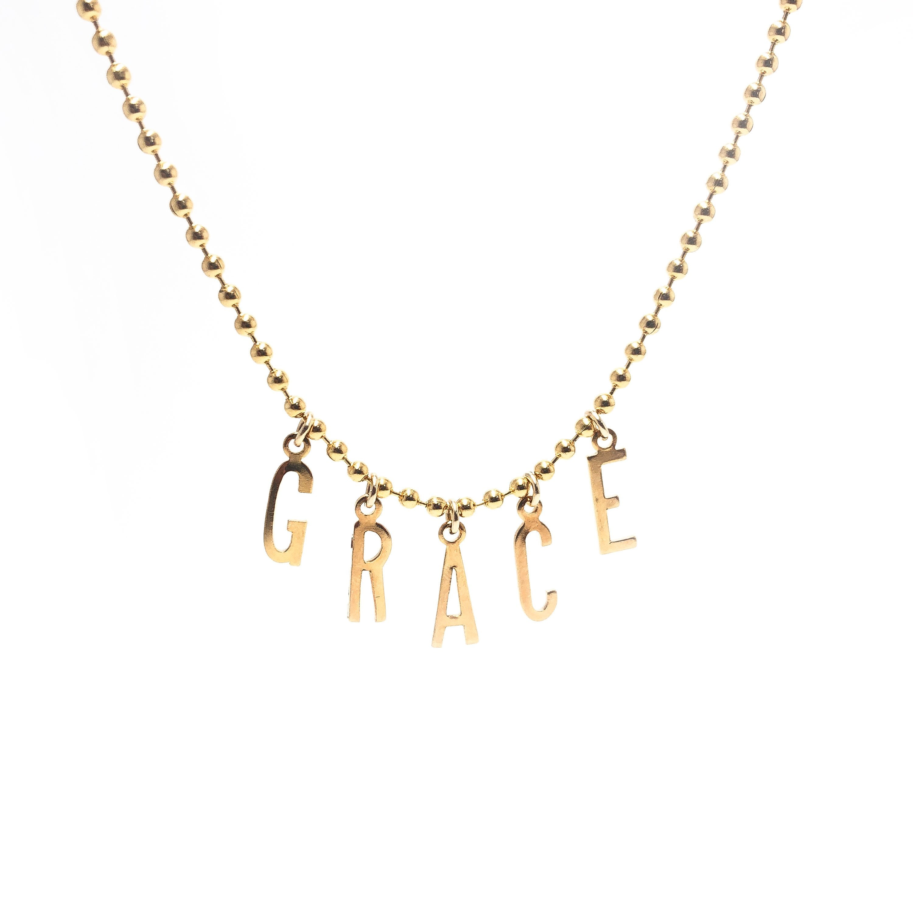 Moon and Lola - Belize Necklace with letters spelling GRACE