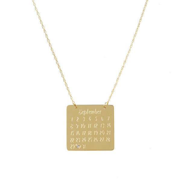 Moon and Lola Calendar Necklace with heart cutout or diamond inlay