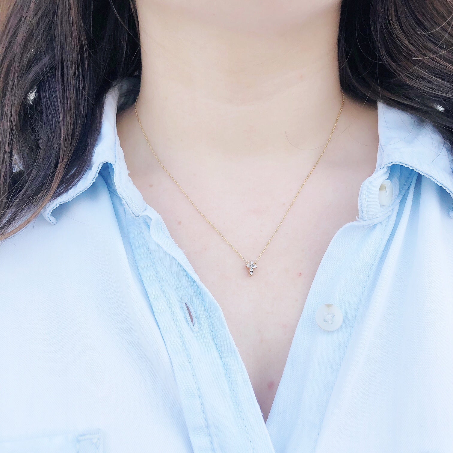 Moon and Lola - Mini Cross Diamond Necklace