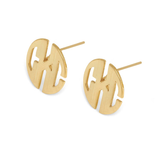 Moon and Lola - Hampton Metal Block Font Post Earrings