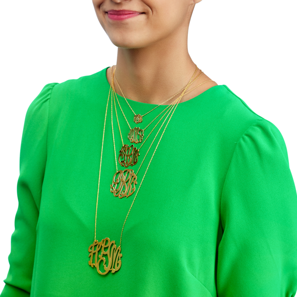 Moon and Lola - Handcut Metal Cheshire Monogram Necklace