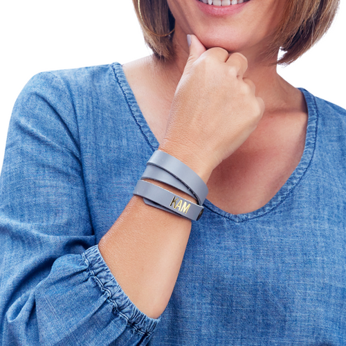 Moon and Lola - Kenly Gold Foil Wrap Monogram Leather Bracelet