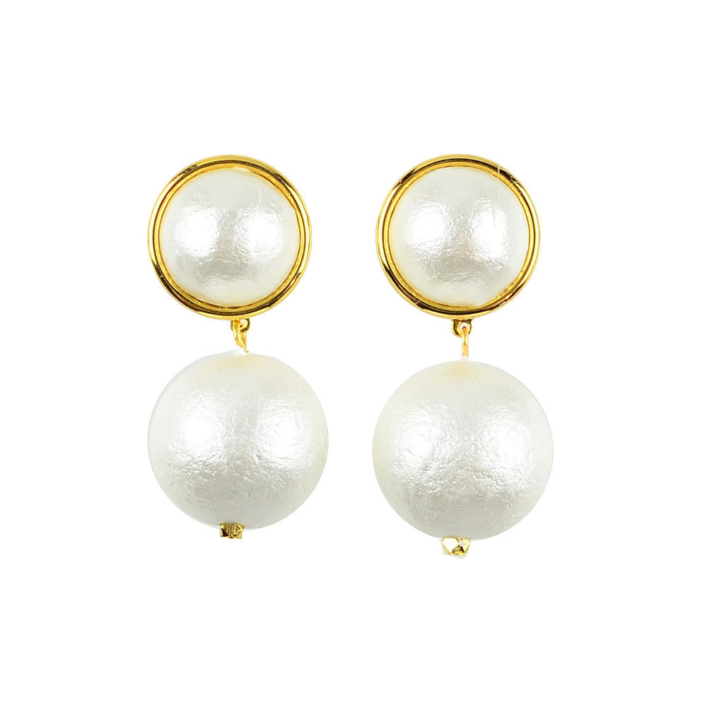 Moon and Lola - Luna Single Drop Cotton Pearl Post Earrings