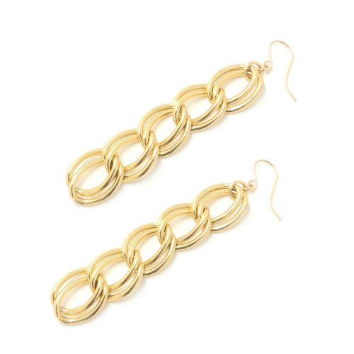 Moon and Lola - Ossett Gold Double Chain Drop Earrings