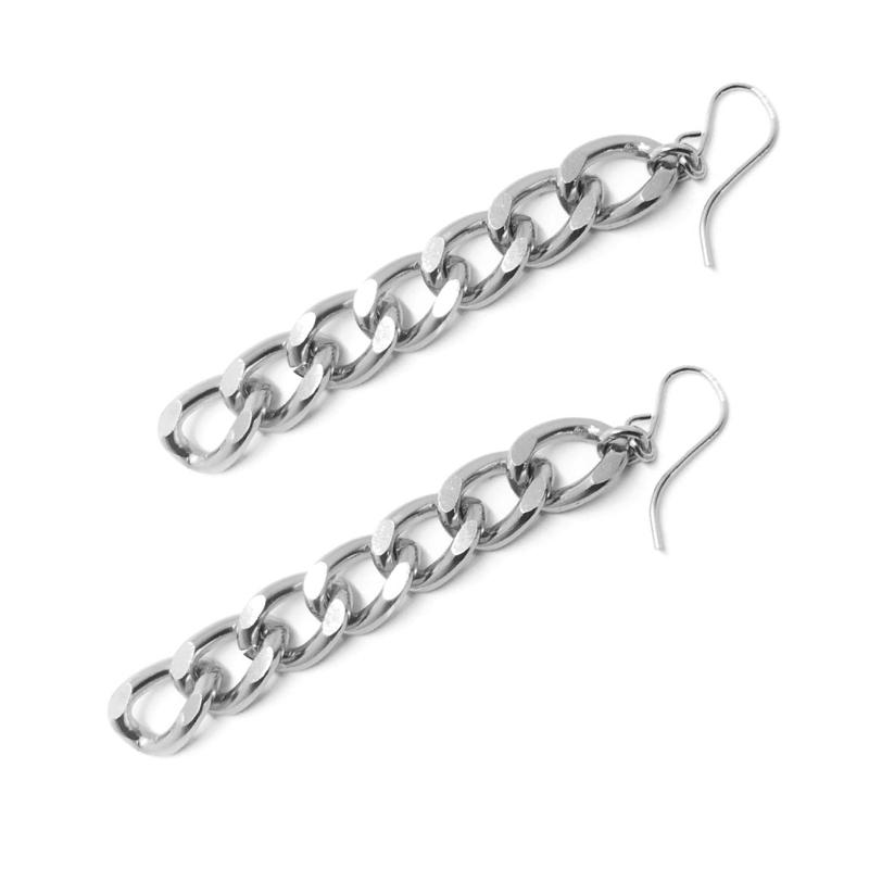 Moon and Lola - Raina Silver Chain Drop Earrings 