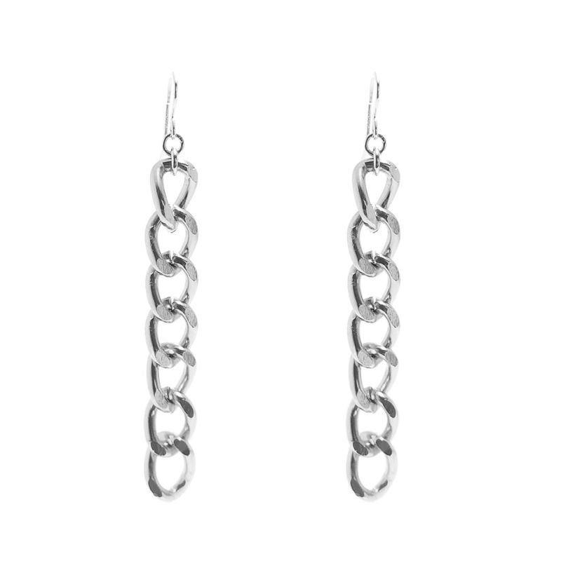 Moon and Lola - Raina Silver Chain Drop Earrings 