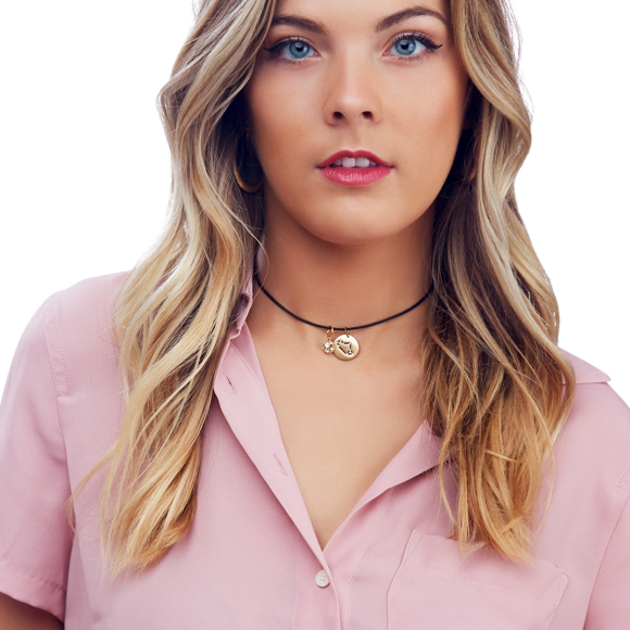 Moon and Lola - Brass Constellation Charm on Roxanne Leather Choker