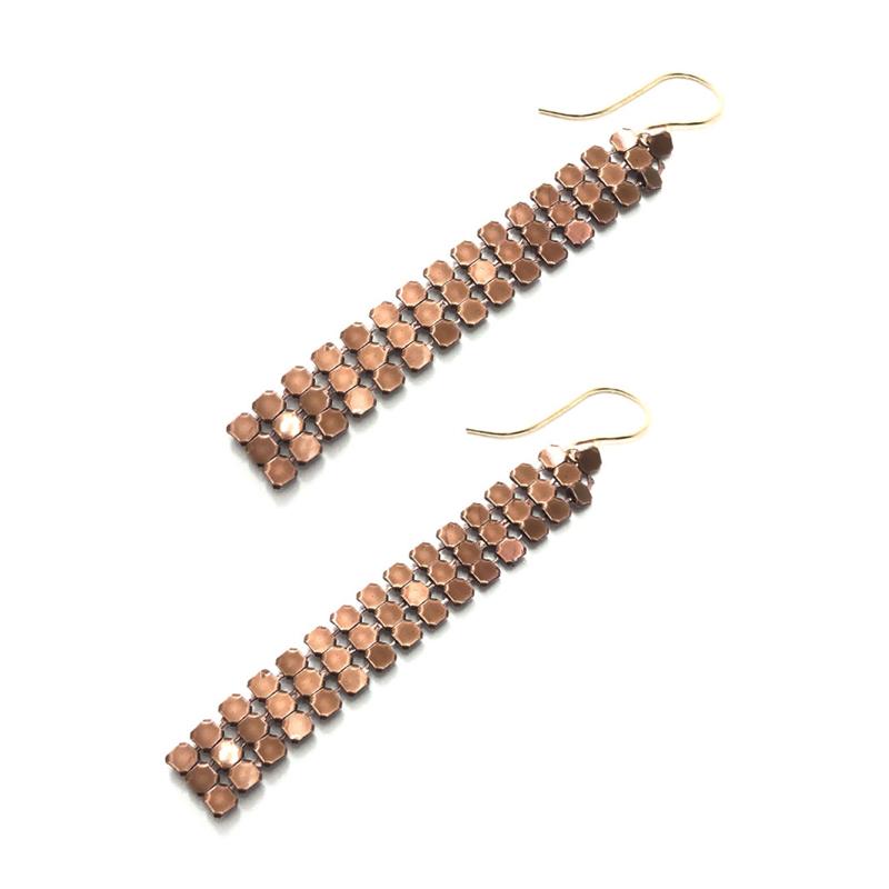 Moon and Lola - Santana Chain Rose Gold Mesh Drop Earrings