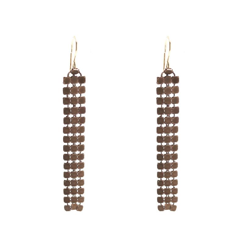 Moon and Lola - Santana Chain Rose Gold Mesh Drop Earrings