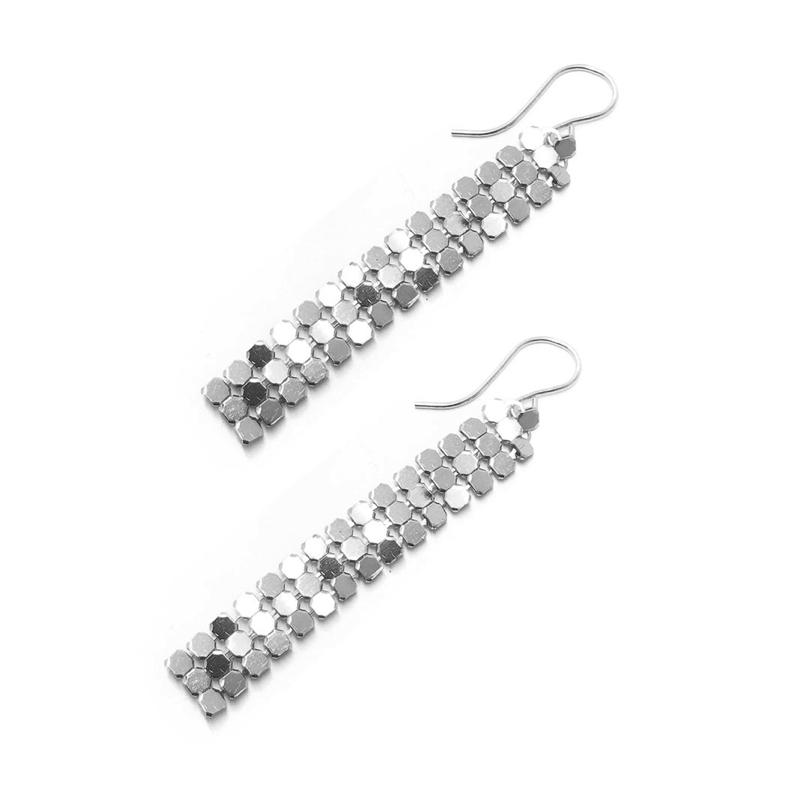 Moon and Lola - Santana Chain Silver Mesh Drop Earrings