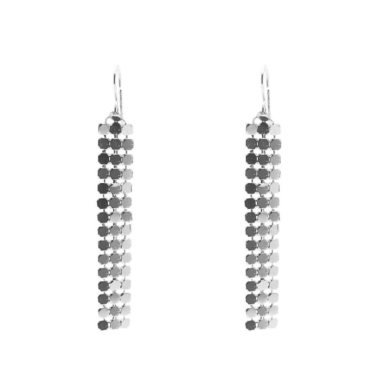 Moon and Lola - Santana Chain Silver Mesh Drop Earrings