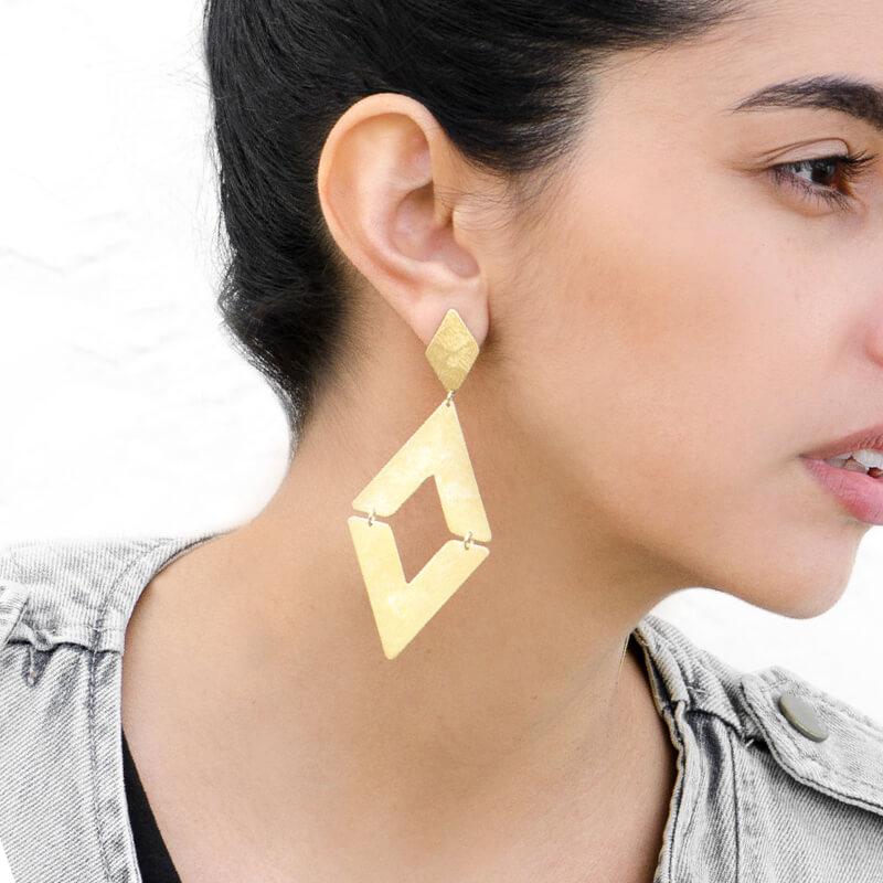 Moon and Lola - Tahiti Earrings brushed gold statement earrings