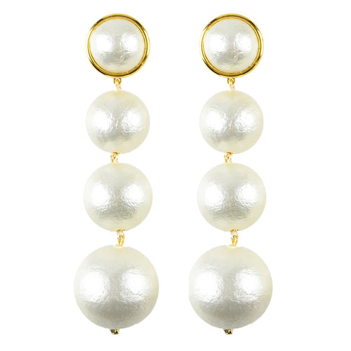 Moon and Lola - Luna Triple Drop Earrings light weight cotton pearl dangles in graduated sizes
