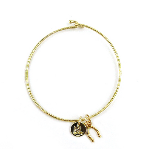 Moon and Lola - Wishbone Charm on a sleek Nora Bangle Bracelet