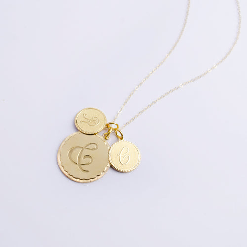 Moon and Lola - Metal Dalton Ampersand Charm with Metal Dalton Single Letter Charms on Apex Chain