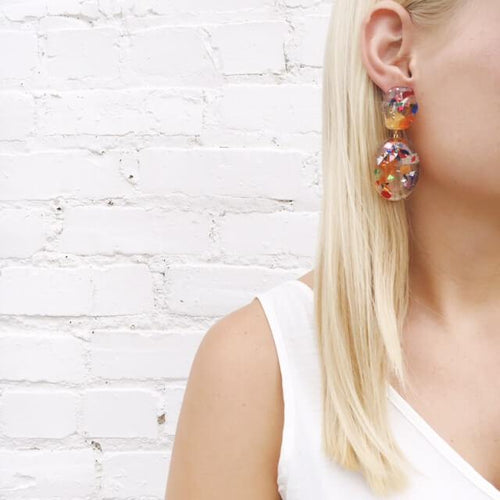 Moon and Lola xx Thimblepress - Confetti Post Drop Earrings