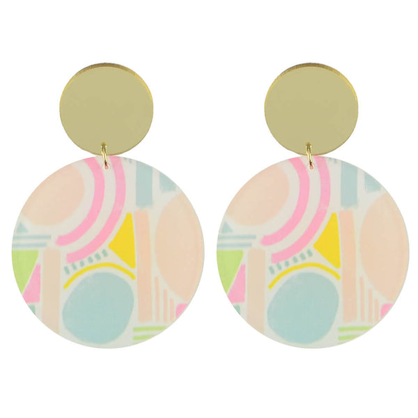 Moon and Lola xx Thimblepress - Patterned Disc Drop Earrings