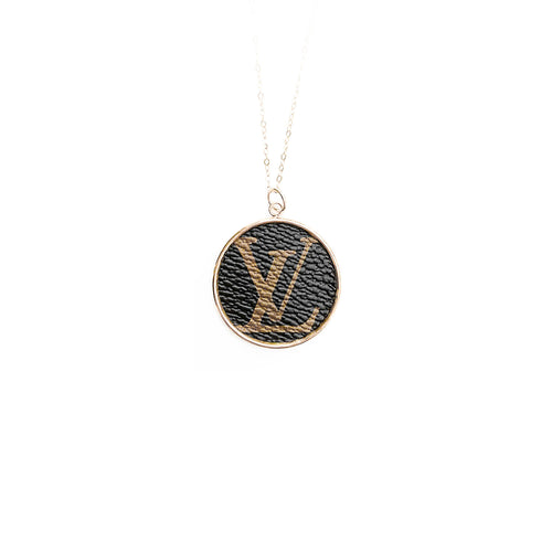 Moon and Lola Leone printed LV monogram round necklace on apex chain
