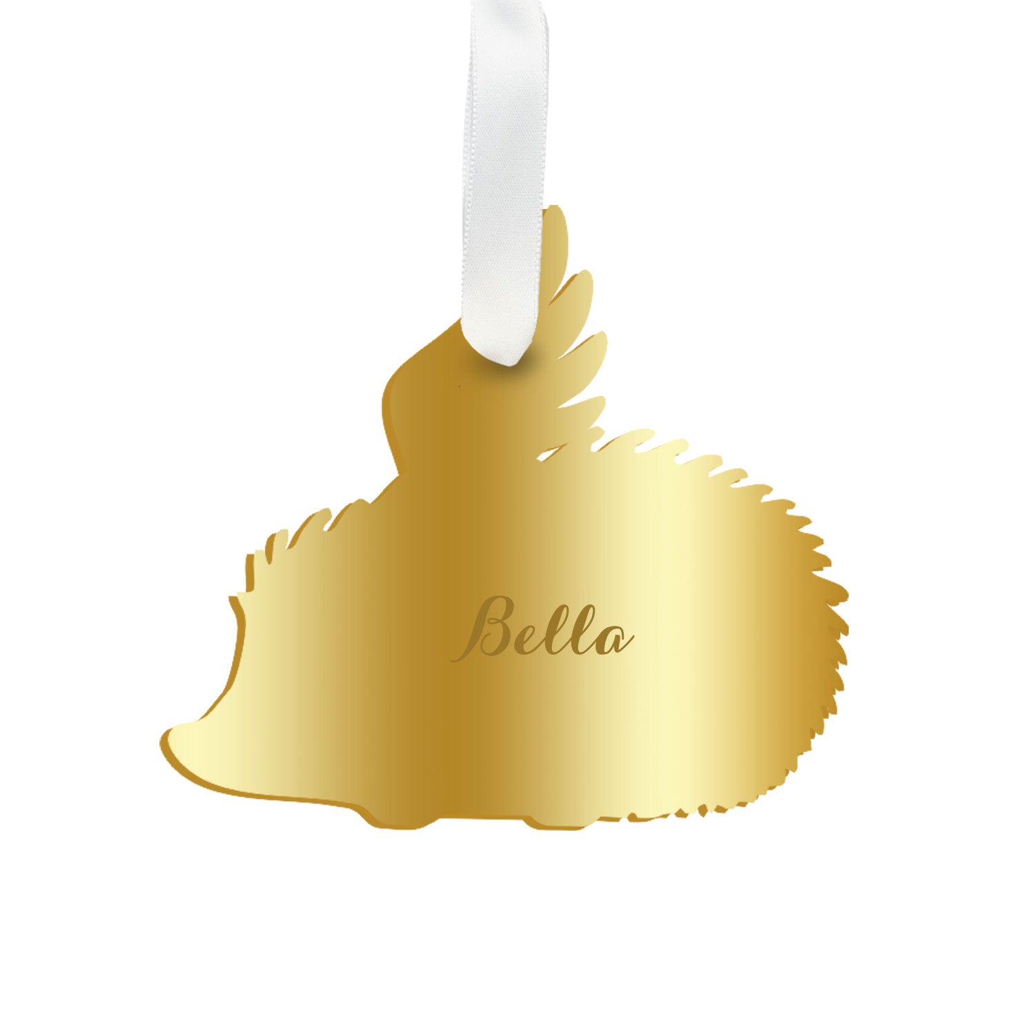Moon and Lola - Personalized Angel Hedgehog Ornament with wings in gold