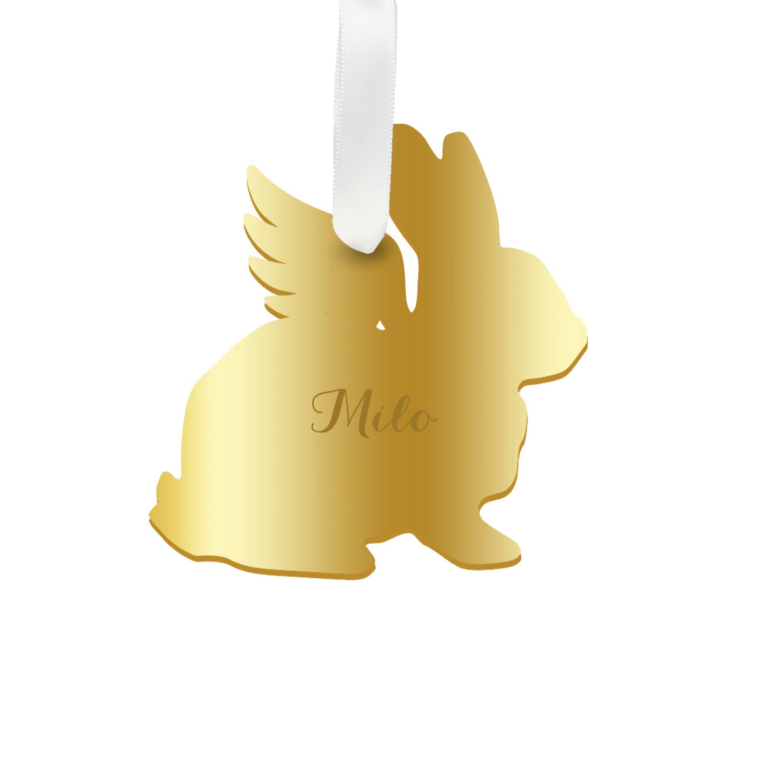 Moon and Lola - Personalized Angel Rabbit Ornament with wings in gold