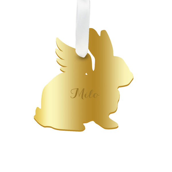 Moon and Lola - Personalized Angel Rabbit Ornament with wings in gold