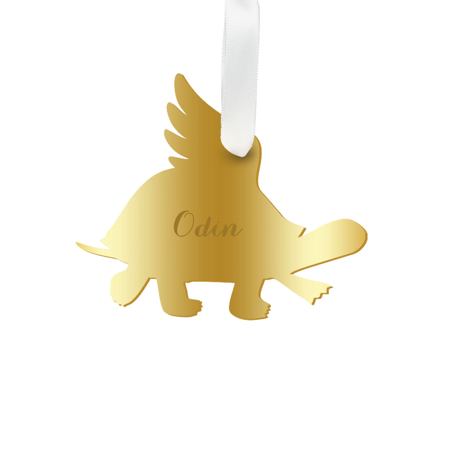 Moon and Lola - Personalized Angel Turtle Ornament with wings in gold