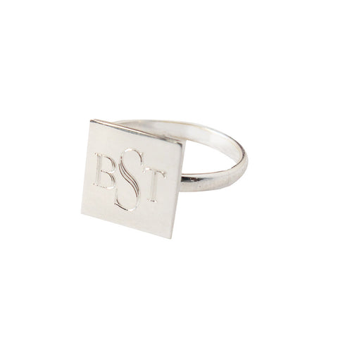 Cheshire Handcut Monogram Domed Ring