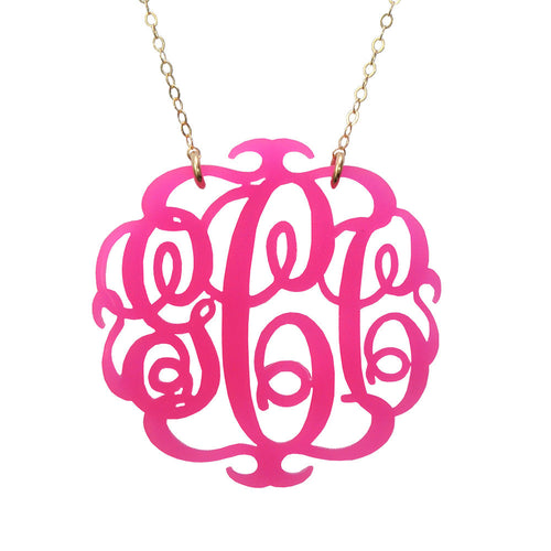 I found this at #moonandlola! - Paris Script Monogram Necklace Hot Pink