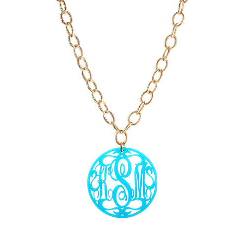 I found this at #moonandlola! - Acrylic Rimmed Script Monogram Necklace on Greenwich Chain