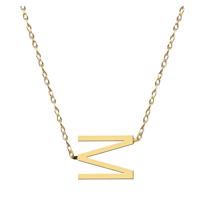 Metal Sideways Letter Necklace - Moon and Lola