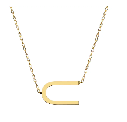 Metal Sideways Letter Necklace - Moon and Lola