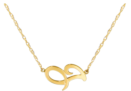 Metal Sideways Cursive Letter Necklace - Moon and Lola