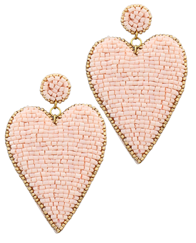 Heart Patch Earrings - Light Pink with Gold