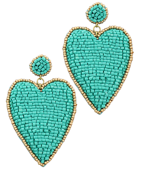 Heart Patch Earrings - Turquoise with Gold - Moon and Lola