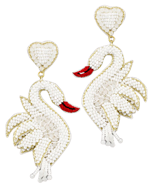 White Swan Drop Earrings - Moon and Lola