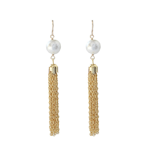 I found this at #moonandlola! - Artik Cotton Pearl Tassel Earring