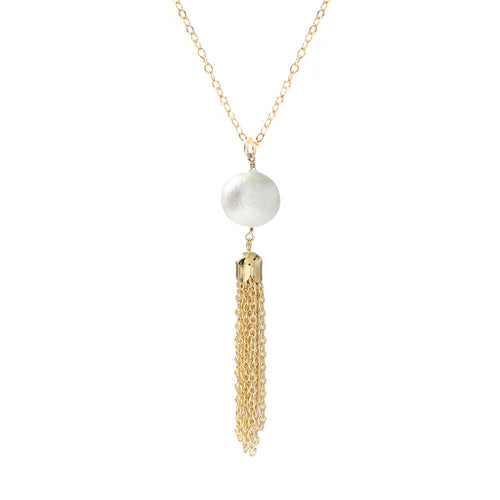 I found this at #moonandlola! - Artik Cotton Pearl Tassel Necklace
