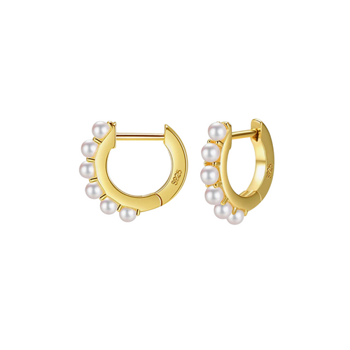 Pearl Huggie Hoops - Moon and Lola