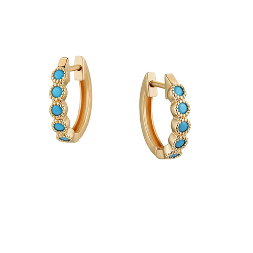 Turquoise Huggie Hoops - Moon and Lola