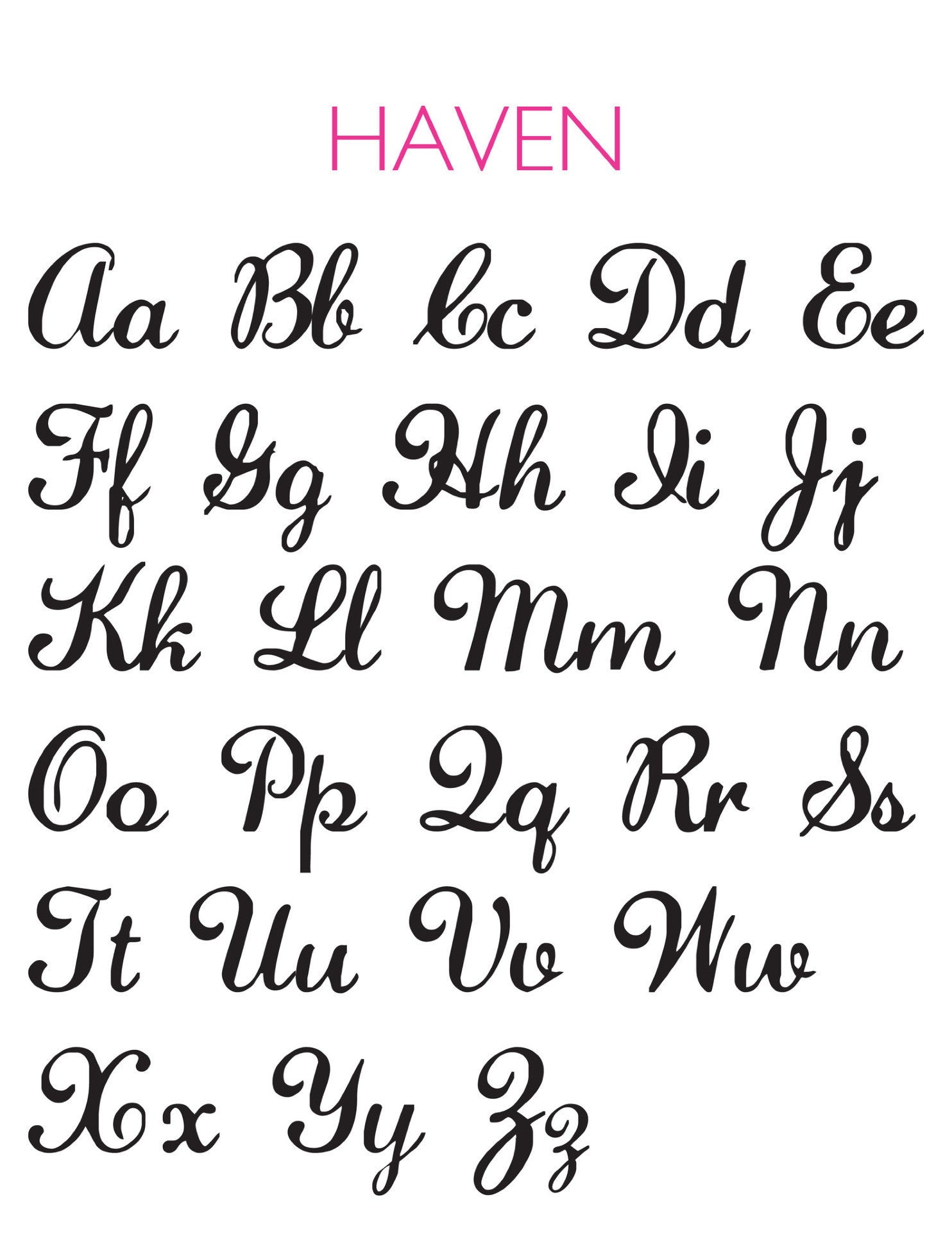 I found this at #moonandlola! - Haven Script Font Sheet