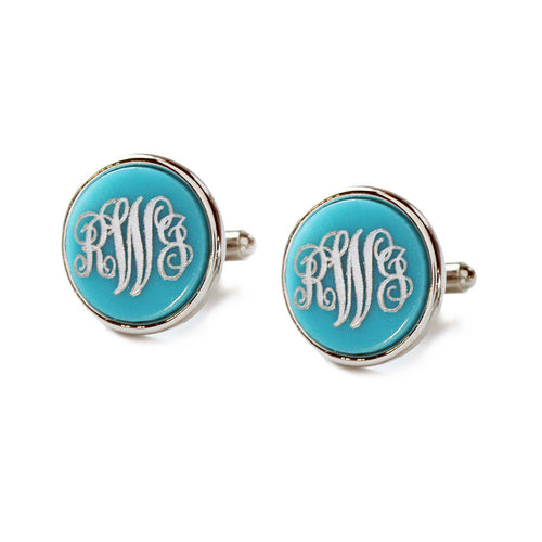 I found this at #moonandlola! - Vineyard Round Monogram Cuff Links Script