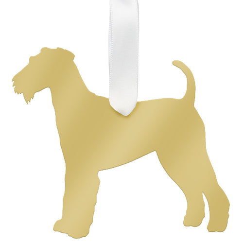 I found this at #moonandlola! - Airedale Terrier Ornament Mirrored Gold