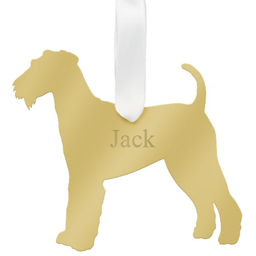 I found this at #moonandlola! - Personalized Airedale Terrier Ornament Mirrored Gold