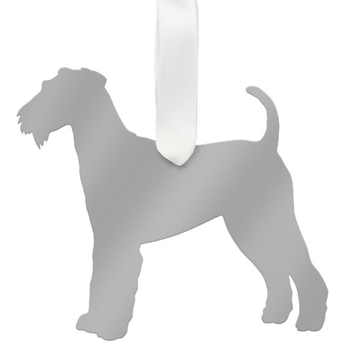 I found this at #moonandlola! - Airedale Terrier Ornament Mirrored Silver