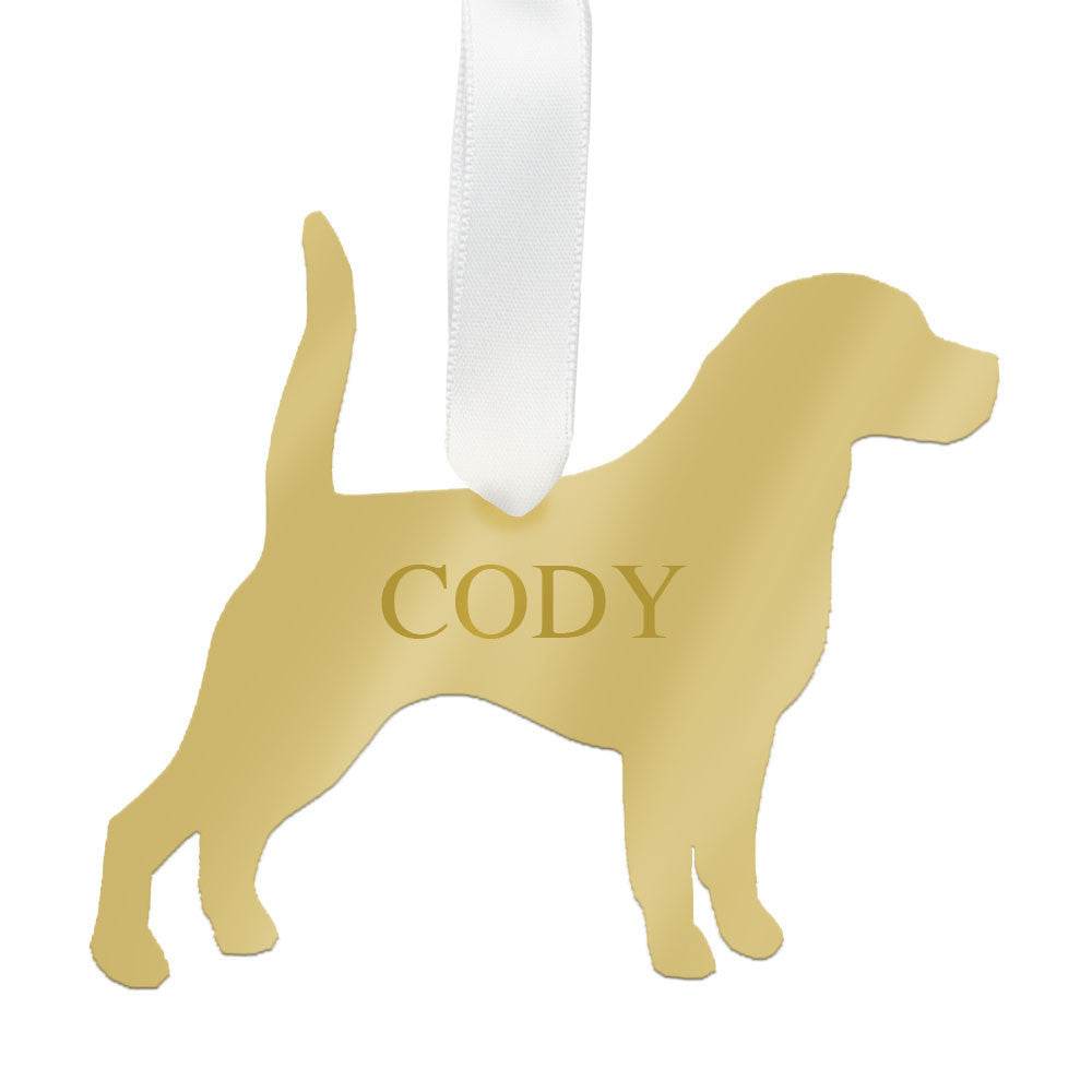I found this at #moonandlola! - Personalized Beagle Ornament Mirrored Gold