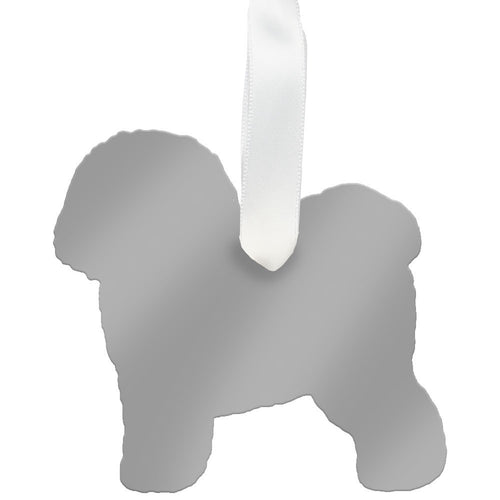 I found this at #moonandlola! - Bichon Frise Ornament Mirrored Silver
