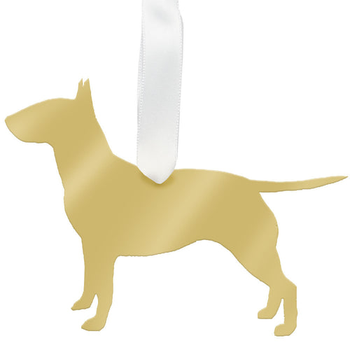 I found this at #moonandlola! - Bull Terrier Ornament Mirrored Gold