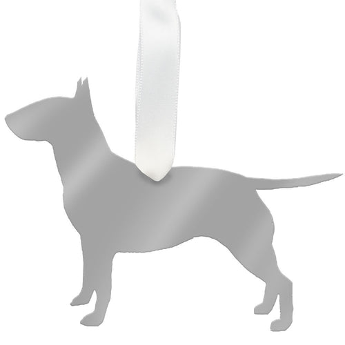 I found this at #moonandlola! - Bull Terrier Ornament Mirrored Silver
