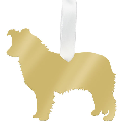 I found this at #moonandlola! - Border Collie Ornament Mirrored Gold