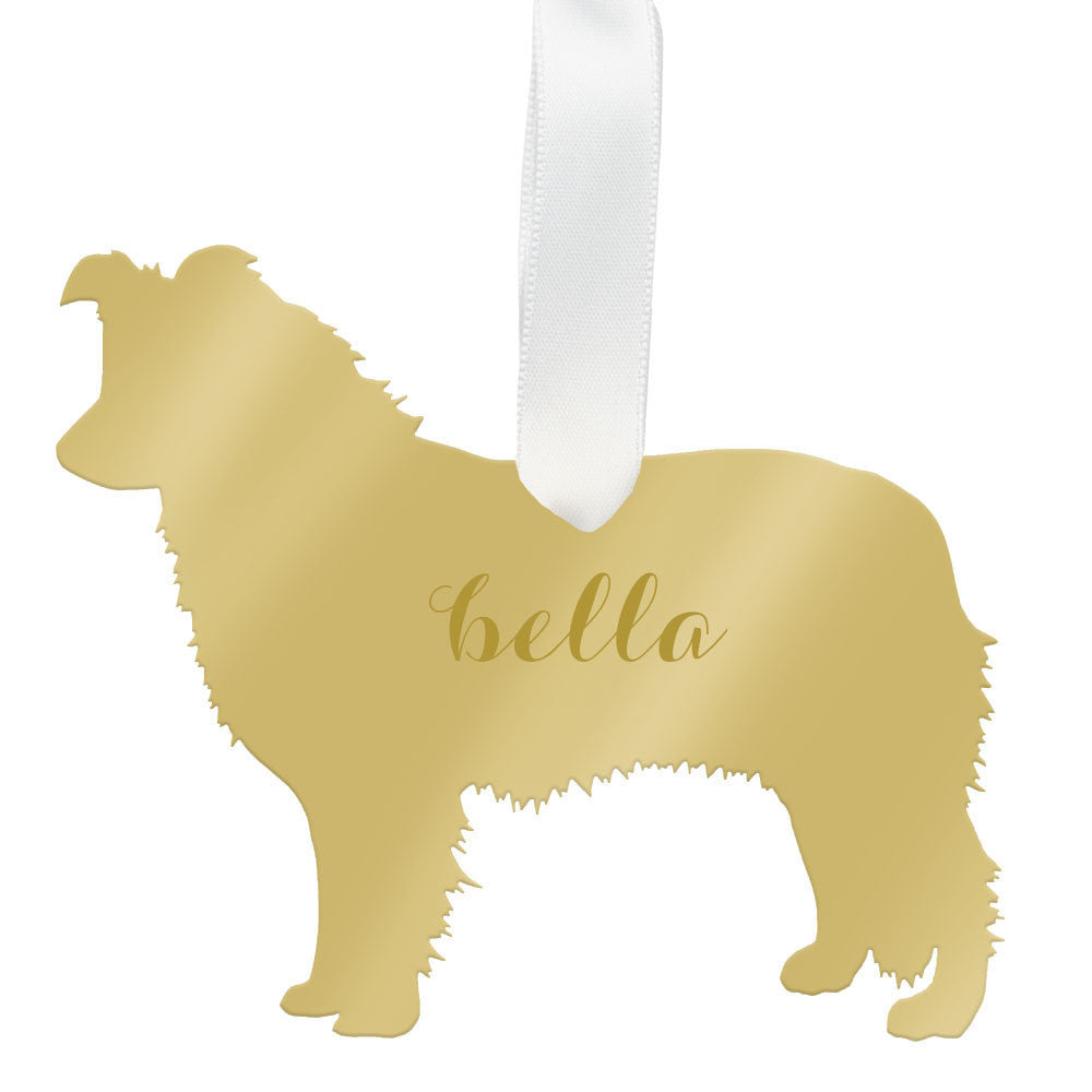 I found this at #moonandlola! - Personalized Border Collie Ornament Mirrored Gold